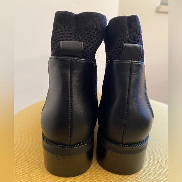 New Zara black Leather Chelsea Sock Ankle Boots 38 - Picture 7 of 12